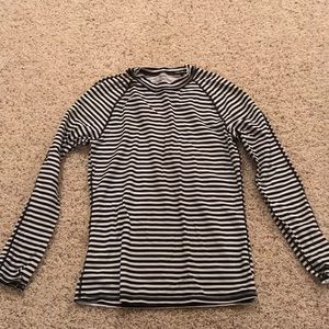 Black and white striped rash guard